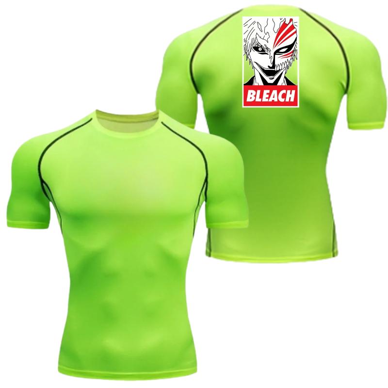 Bleach Men's Compressed Shirt Sports Quick Drying Fitness T-shirt Sweat-Absorbent Jogging Cycling Outdoor 8 Colors Short Sleeve