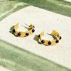 Hoop Stone Earrings (Deep Blue)