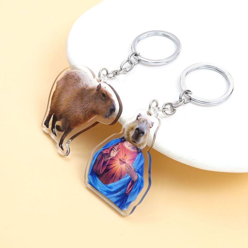 

Cartoon Capybara Capybara Keychain Acrylic Animal Capybaras Keyrings Creative Key Pendant