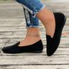 Women's Summer Pointed-Toe Flat Solid-Color Slip-On Loafers, Casual European Footwear, Available In Large Sizes.