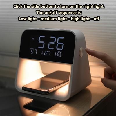 1pc New Multifunctional LED Alarm Clock, Mobile Wireless Charging - Night Light - Alarm Clock Three In One; USB Plug-in for Use