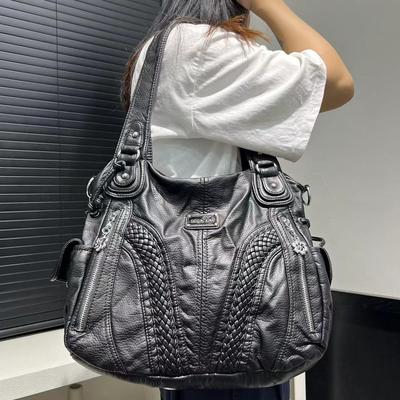 Ladies Vintage Spice Girl Tote Bag Large Capacity Niche Personality Washed Shoulder Bag