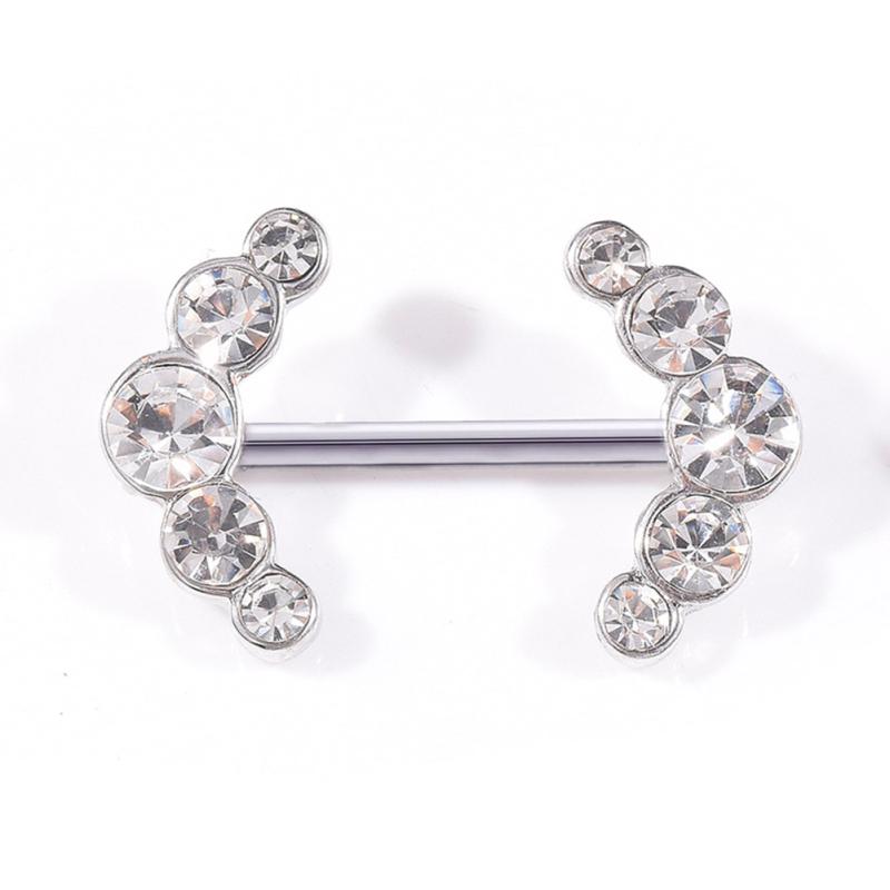 

RUI RUI YU Женская мода Сексуальное симметричное кольцо для сосков с кристаллами Пирсинг ювелирные изделия Silver plated white diamond