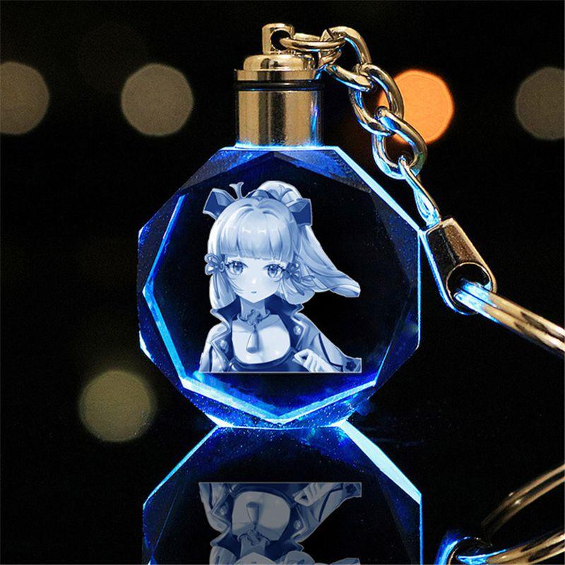 Elegant Genshin Impact Crystal Keychain With Stunning Led Colorful Light For All Occasions