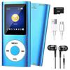 Mp3 přehrávač s Bluetooth 5.0, hudební přehrávač s 32gb Tf kartou, fm, sluchátka, přenosný hifi hudební přehrávač (modrý)