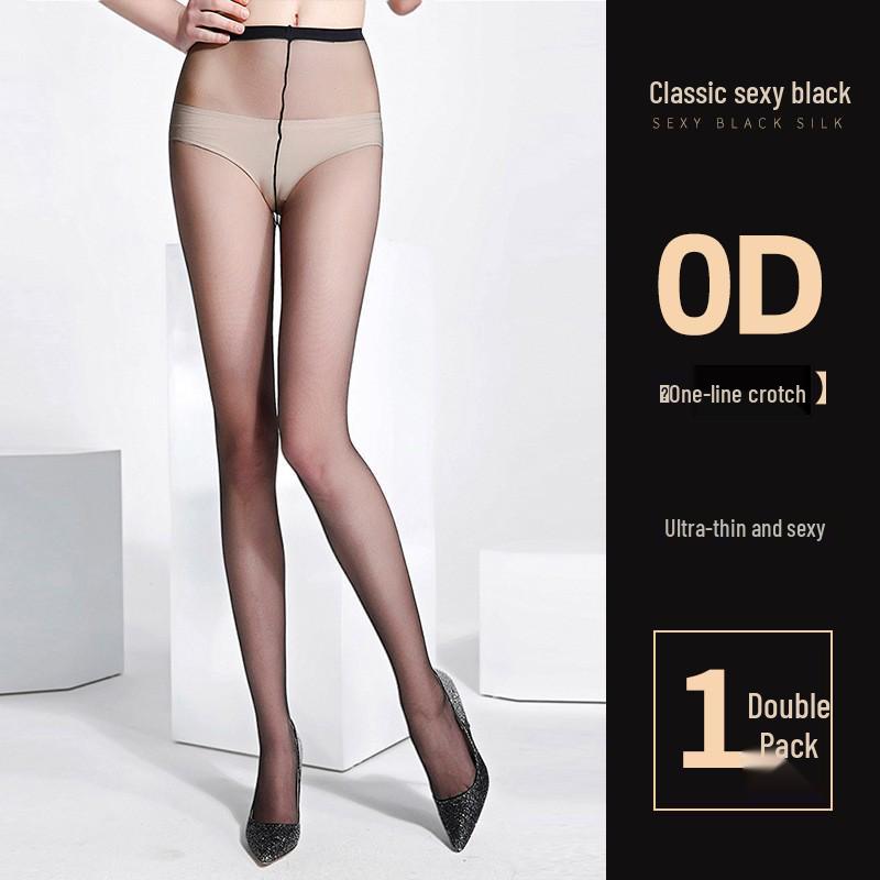 Women's 0D Anti-Snag Durable Sheer Black Stockings, Non-Slip and Sexy Pantyhose