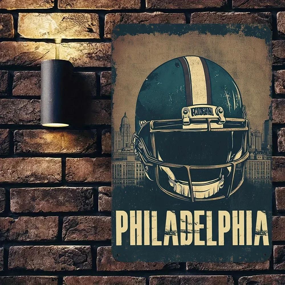Vintage Philadelphia Football Aluminum Sign,Waterproof and Dustproof. Ideal Wall Art for Garage, A Perfect Gift for Devoted Fans