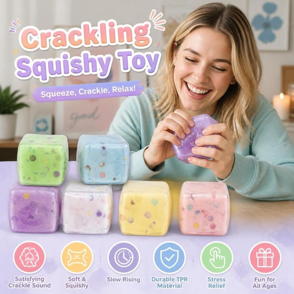 5cm Squeezed Cube Sound Effects TPR Fidget Toy Novelty Crackling Squishy Toy for Kids Adults