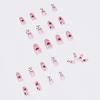Ice-Transparent Nude Cow Print Love Heart False Nails - Waterproof, Removable, and Ready-to-Wear Nail Art Stickers.
