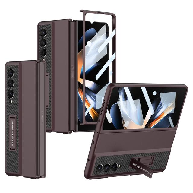 For Samsung Galaxy Z Fold 4 Case Hard Pc Phone Cover With Tempered Glass Screen Protector Bracket For Galaxy Z Fold4