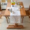 Spill Proof Table Runner Floral Embroidered Runner, Elegant Dining Cover, White Rustic Durable Decorative Cloth with Tassels for Home Wedding