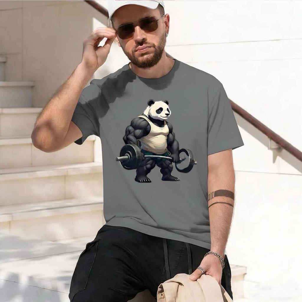 Kinda Fit Sorta Fat Gym Panda Weightlifting Out Fitness Tshirt Streetwear Grh T Shirts Unisex Clothing Harajuku 2026 New Model Unisex