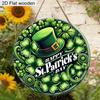 2D Flat, 1pc Happy St. Patrick's Day Wooden Sign, Lucky Green Clover Top Hat Wooden Sign, Spring Party Decoration, Perfect for Yard Front Door Porch