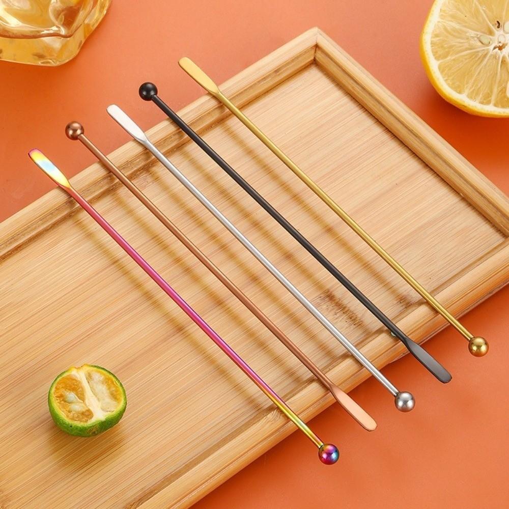 Fruit Sticks Stainless Steel Mixing Stick Ball Peen Long Handle Stirring Rod Decoration Reusable Bar Stir Sticks Kitchen Drinks