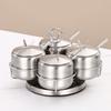 3/4Pcs with Lid Rotating Seasoning Jars Set Large Capacity Kitchen Spice Container Table