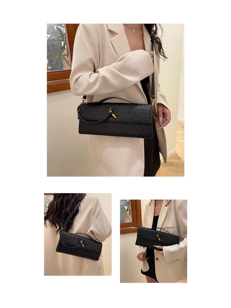 Women's Crossbody Woven Baguette Clutch - Fashionable Accordion Evening Shoulder Bag