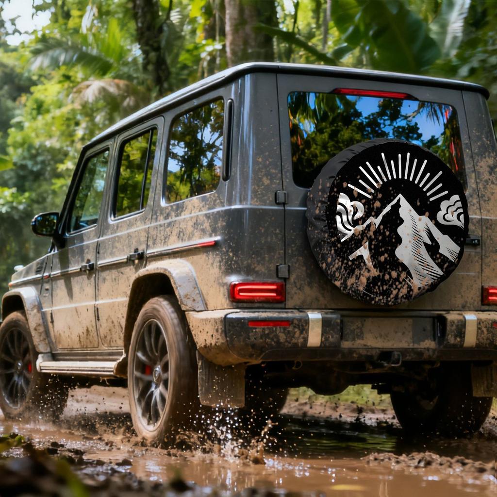 Minimalist Mountain Graphic Spare Tire Cover Durable Polyester Protector for SUV RV