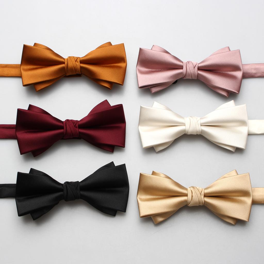 Solid Color Men'S Polyester Bow Tie, Multi-Color Wedding Groom Best Man Bow Tie Bow Flower