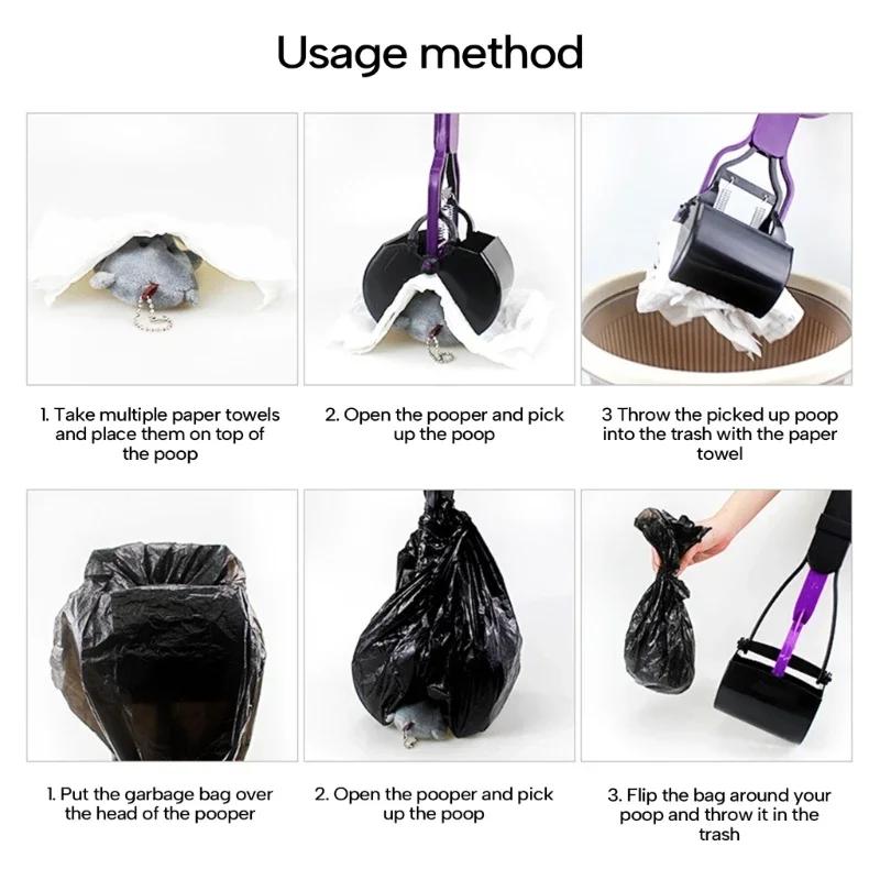 Hot Sale Portable Dog Pooper Scooper No Touch No Bend Long Handle Durable Easy Clean Pet Waste Picker for Outdoor Walking Yard
