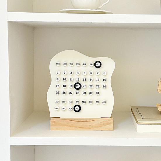 Dřevěný stolní věčný kalendář Stolní akrylový stojan na kalendář Týden Měsíc Den Dekor na stůl Dekor pro domácí kancelář Shop Bar