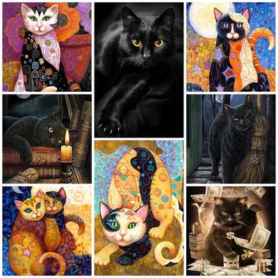 Pittura diamante 5D fai da te gatto con tatuaggi arte ricamo diamante strass decorazioni per la casa