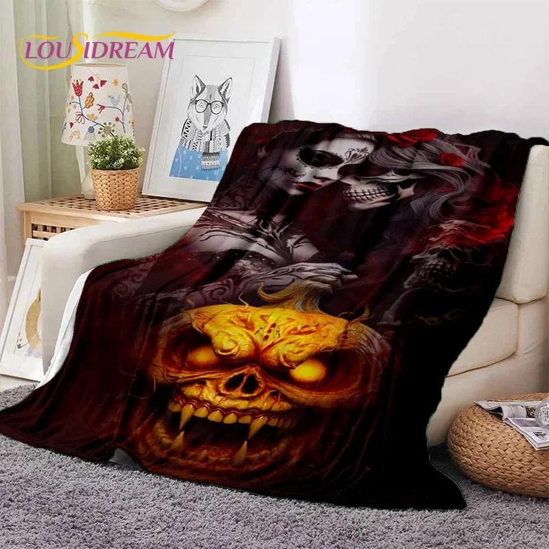 Skull Dead Girl 3D Gothic Horror Female Rose Soft Flannel Blanket,Throw Blanket Comfortable Blanket for Picnic Beds Home Bedroom