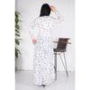 Long Hijab Elastic Waist And Embroidered Dress / Blue Flower Embroidery (brode) Slim Fit Buy A Larger Size