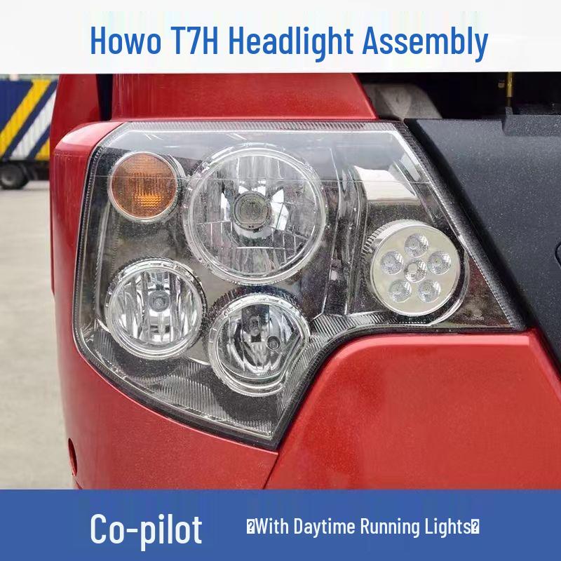Black Gold Headlight Assembly for SITRAK Howo T7H/T5G/TX with Turn Signal & Daytime Running Lights