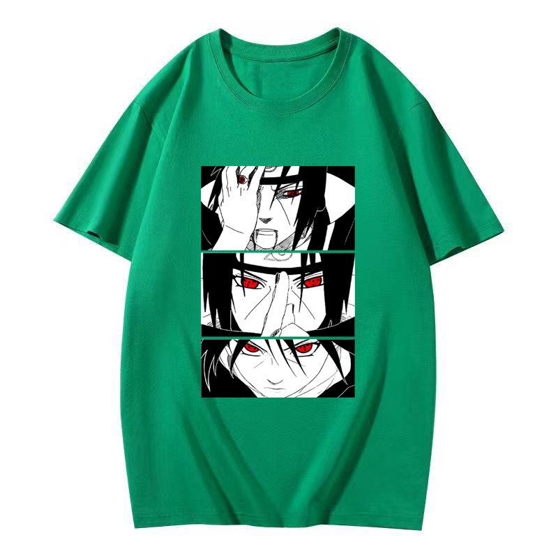 Japanese Anime Naruto Uchiha Itachi Print Cotton T-shirt Men Women Casual Street Short Sleeve Couple Tops S