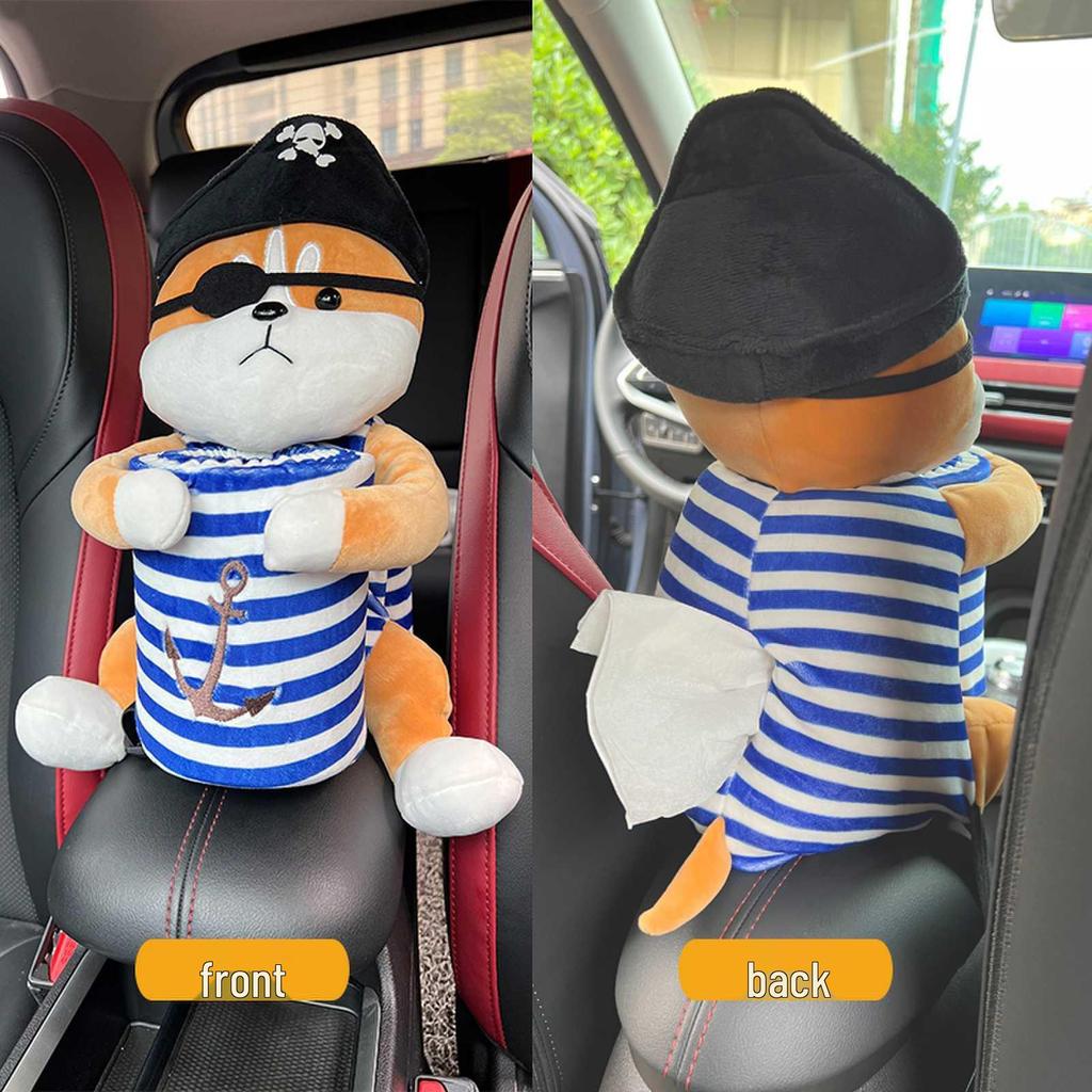 Cartoon Plush Car Tissue Box for Armrest: Cute Hanging Paper Dispenser and Interior Decoration
