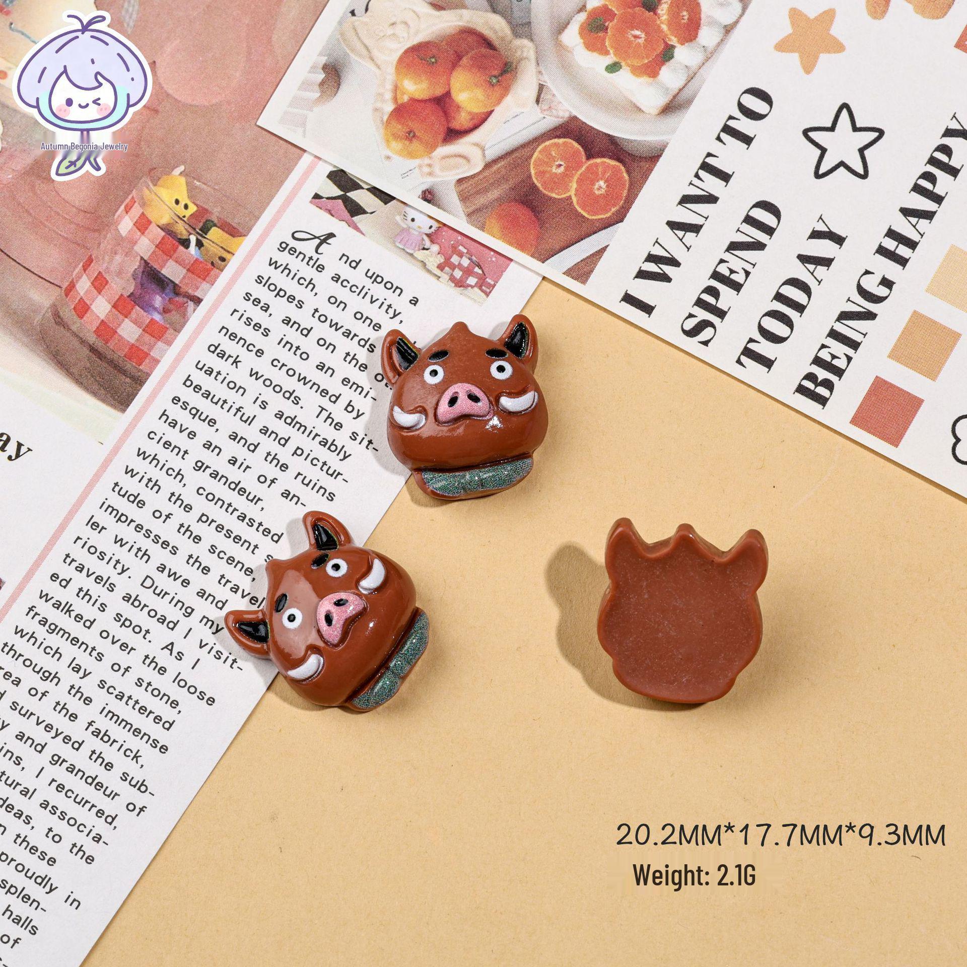 Cartoon Monster Resin Accessories for DIY Hairpin, Phone Case & Fridge Decor