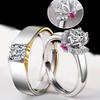 Fashionable Geometric Design Adjustable Couple Rings With Platinum Finish