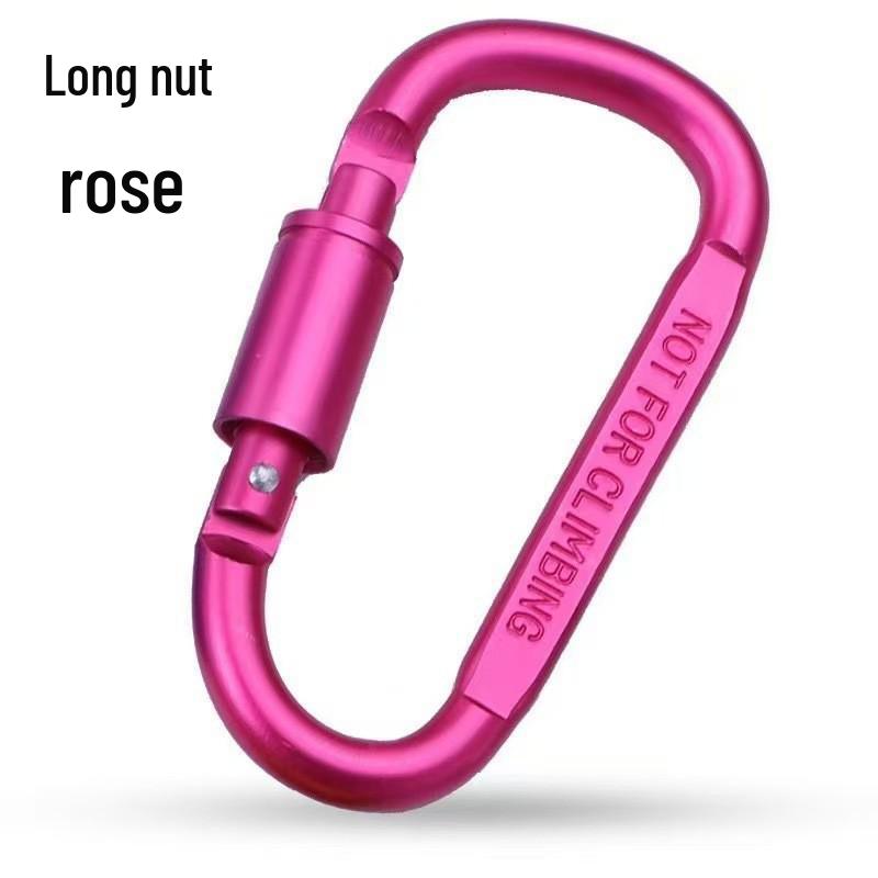 8CM Locking D-Shaped Carabiner with Screw Nut, Aviation Aluminum Alloy