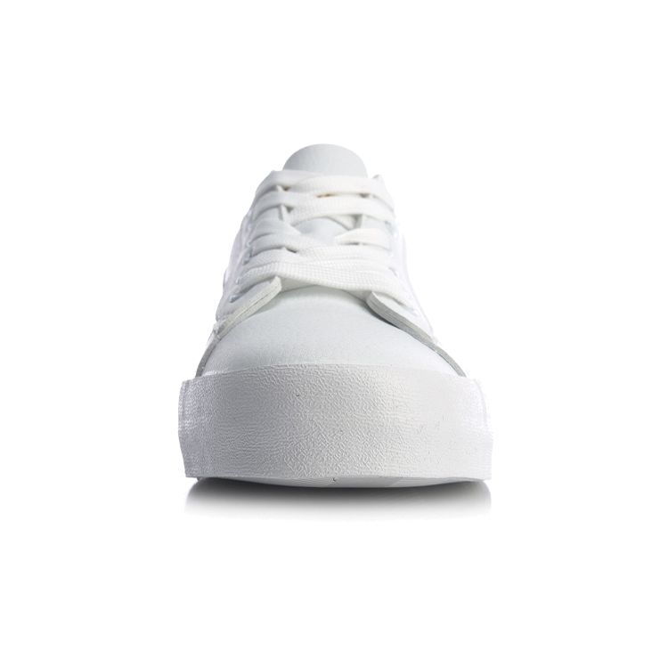 Li Ning Vulc Synthetic Leather Fashion Versatile Non-Slip Wear-Resistant Shock Absorbing Low-Top Skate Shoes Men sneaker White AGCQ055-2