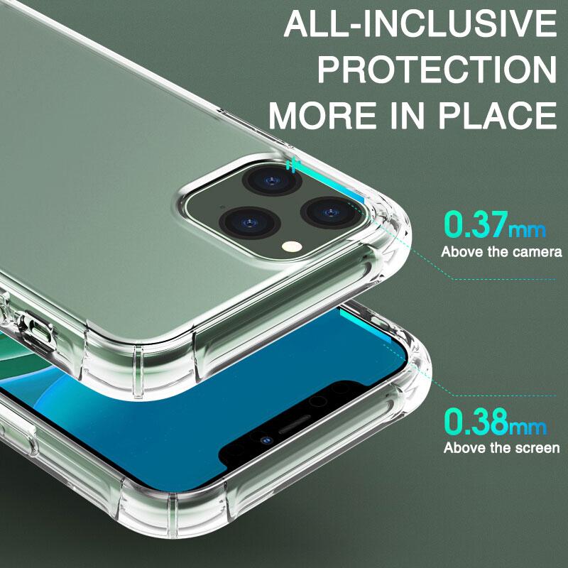 Shockproof Armor Clear Soft TPU Case For iPhone 11 Pro Max SE X XS XR 6 6S 7 8 6SPlus 7Plus 8Plus Silicone Strong Airbags Phone Back Cover Shell Coque
