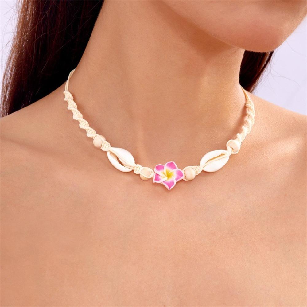 Adjustable Flower Clavicle Chain Bohemia Chain Choker Vintage Shell Beads Necklace  Party