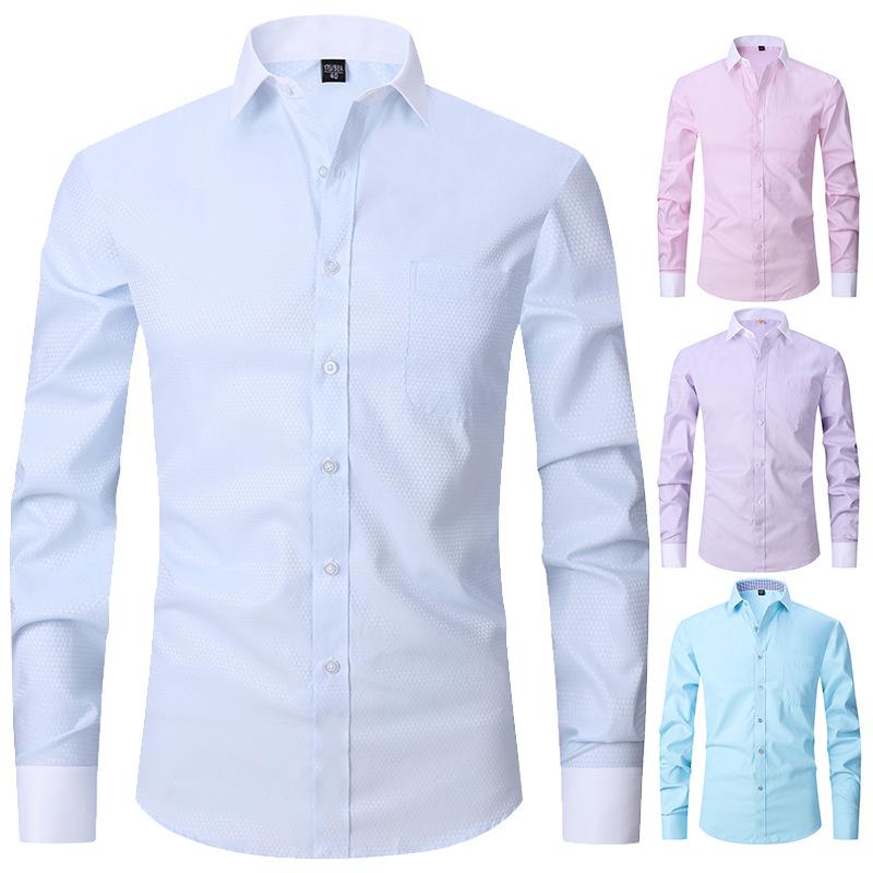 Men’s French Style Twill Long Sleeve Dress Shirt