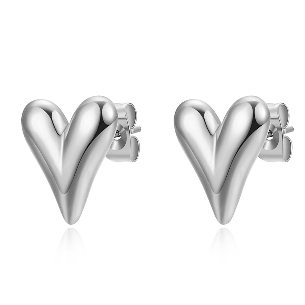 Fashion Stainless Steel Heart Pendant Necklace for Women High Quality Charm Love Necklace Earring Set Jewelry Anniversary Gift