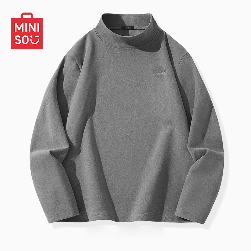 MINISO Men s Thermal Brushed Fleece Semi-High Collar Long Sleeve Base Layer T-Shirt 2XL