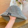 Checkered Korean Versatile Bowknot Fisherman Hat For Women Great For Sun Protection And Seasonal Wear