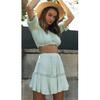 Summer Two Piece Sets Women Bohemian Casual Beach Skirts 2Pcs Sets Lace Off Shoulder Crop Tops and Short Pleated Skirt