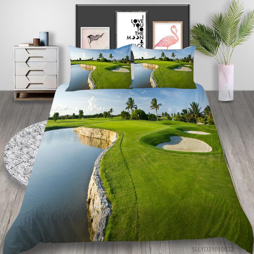 Golf 3D Digital Printing Polyester Bedding Two Or Three-Piece Set Can Be Mixed Batch