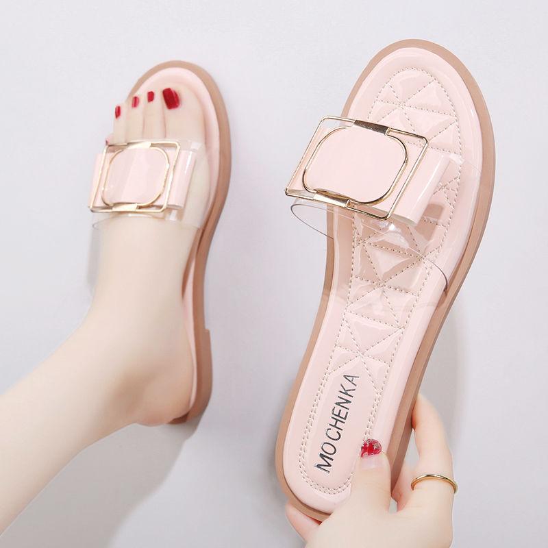 Sandals for Women Comfortable Summer New 2024 House Rhinestone Slippers Low Flat Fashion Sequin Glitter Cute Slipper Female Home