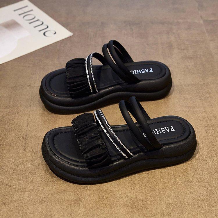 

Cool slippers new summer wear muffin bottom flat bottom one-word beach cool slippers women 40