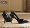 Fashion Women's High-heeled New with Stone Patterned Patent Leather Heels Women Pointed Toes Solid Color Widened Versized Womens Shoes
