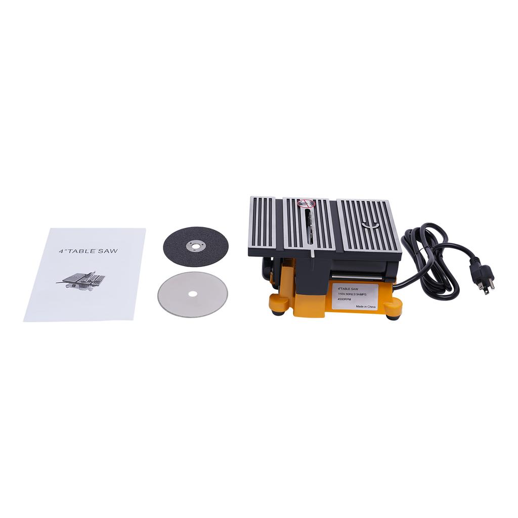 90W Mini Table Saw 4" with 3 Blades for Wood Metal Stone Cutting, 4500RPM Precision Bench Saw for DIY Craft Model Making