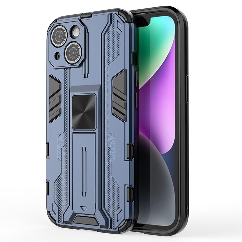 For iPhone 15 Foldable Kickstand Phone Cover PC+TPU Shockproof Protective Case