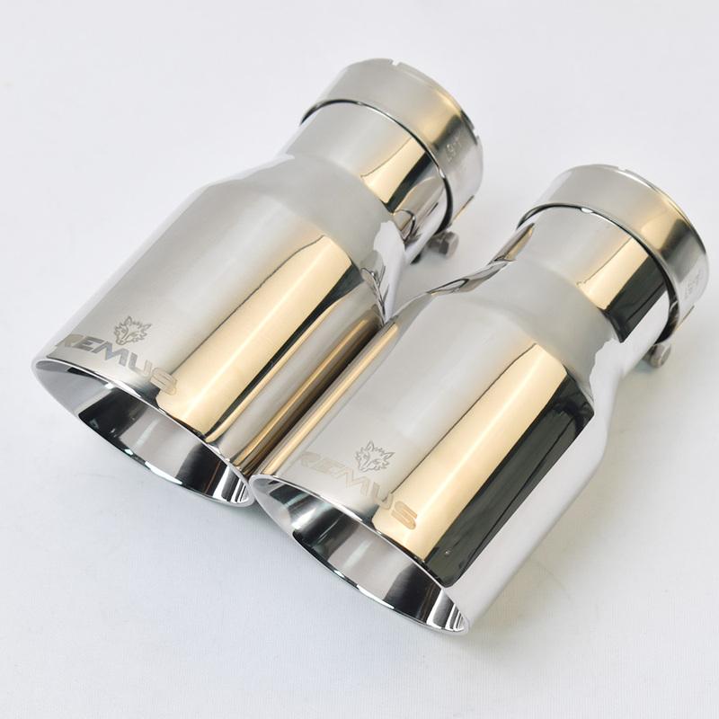 RE 1PCS Exhaust Tip 2.5 Inch Inlet 4 Inch Outlet 7.5" Long 304 Stainless Steel Slant Mouth Double-layer Exhaust Tailpipe Tip Do