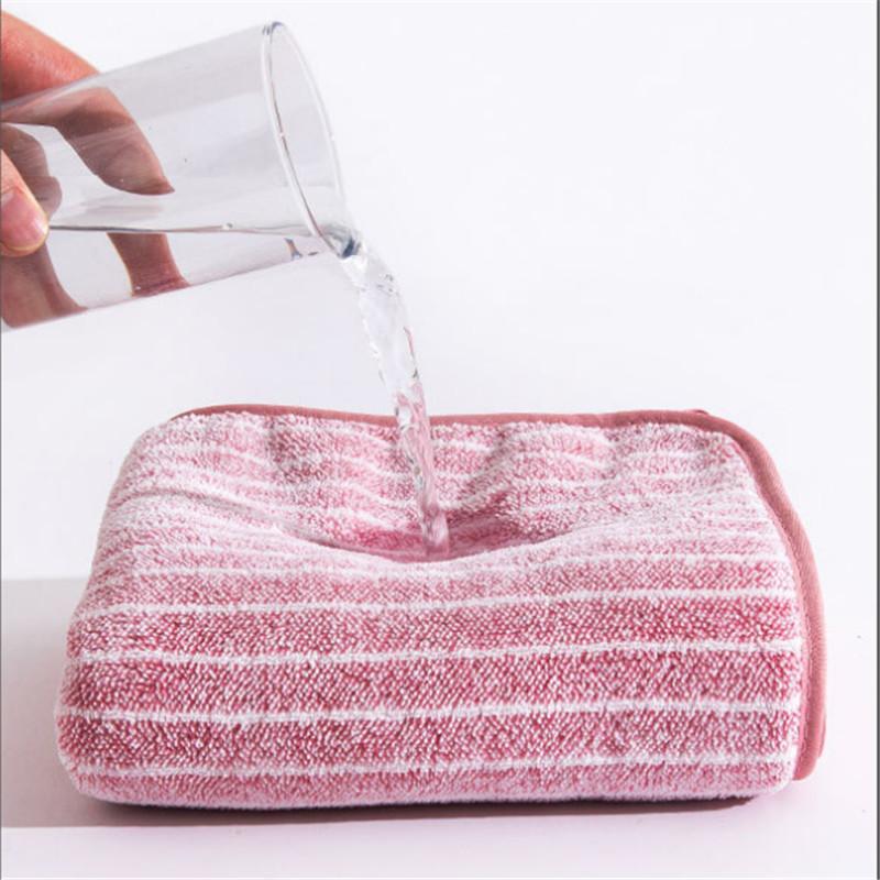 1Pc 34x75cm Coral Velvet Striped Thickened Soft Absorbent Home Bathroom Adult Hand Towel