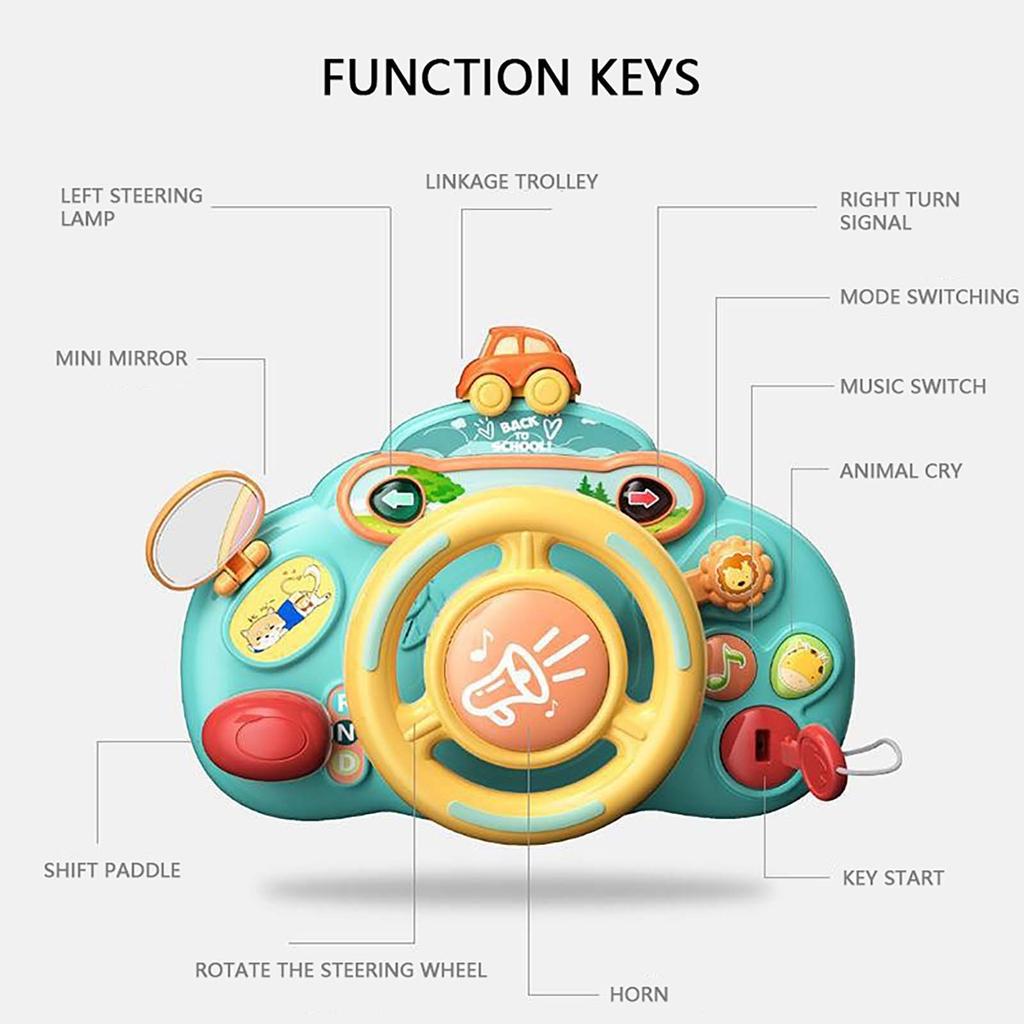 Children's Multifunctional Steering Wheel Puzzle Toy, Early Education Puzzle Sound And Light Busy Board Toy